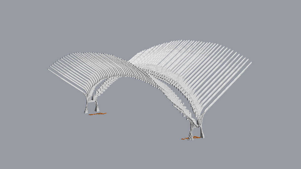 The upper spikes, each were designed at a different length and had to have an internal support beam